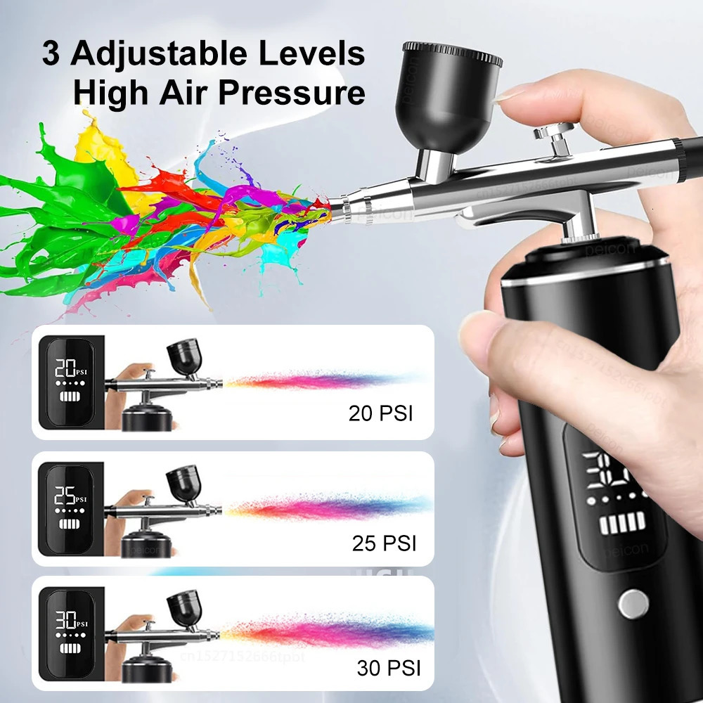 Airbrush with Compressor Handheld Spray Gun for Painting Crafts Mini Spray Gun USB Rechargeable Airbrush Portable Sprayer Gun 251015