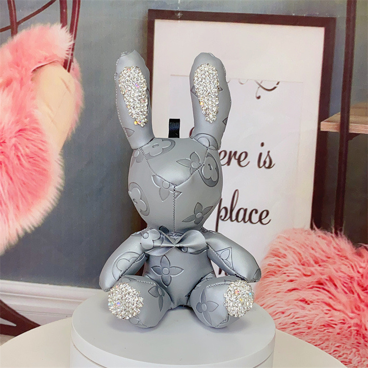 Creative New Handmade Diamond-Studded Rabbit Pendant Cute Car Keychain Couple Bag Charm ddmytues