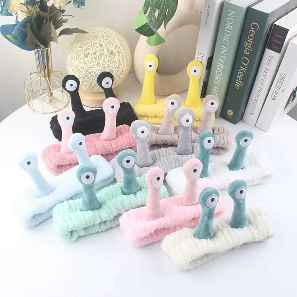 Cartoon Big Eye Snail Headband For Washing Face Cute Elastic Snail Makeup Hair Band Soft Coral Fleece Hairbands For Women Girls V251022
