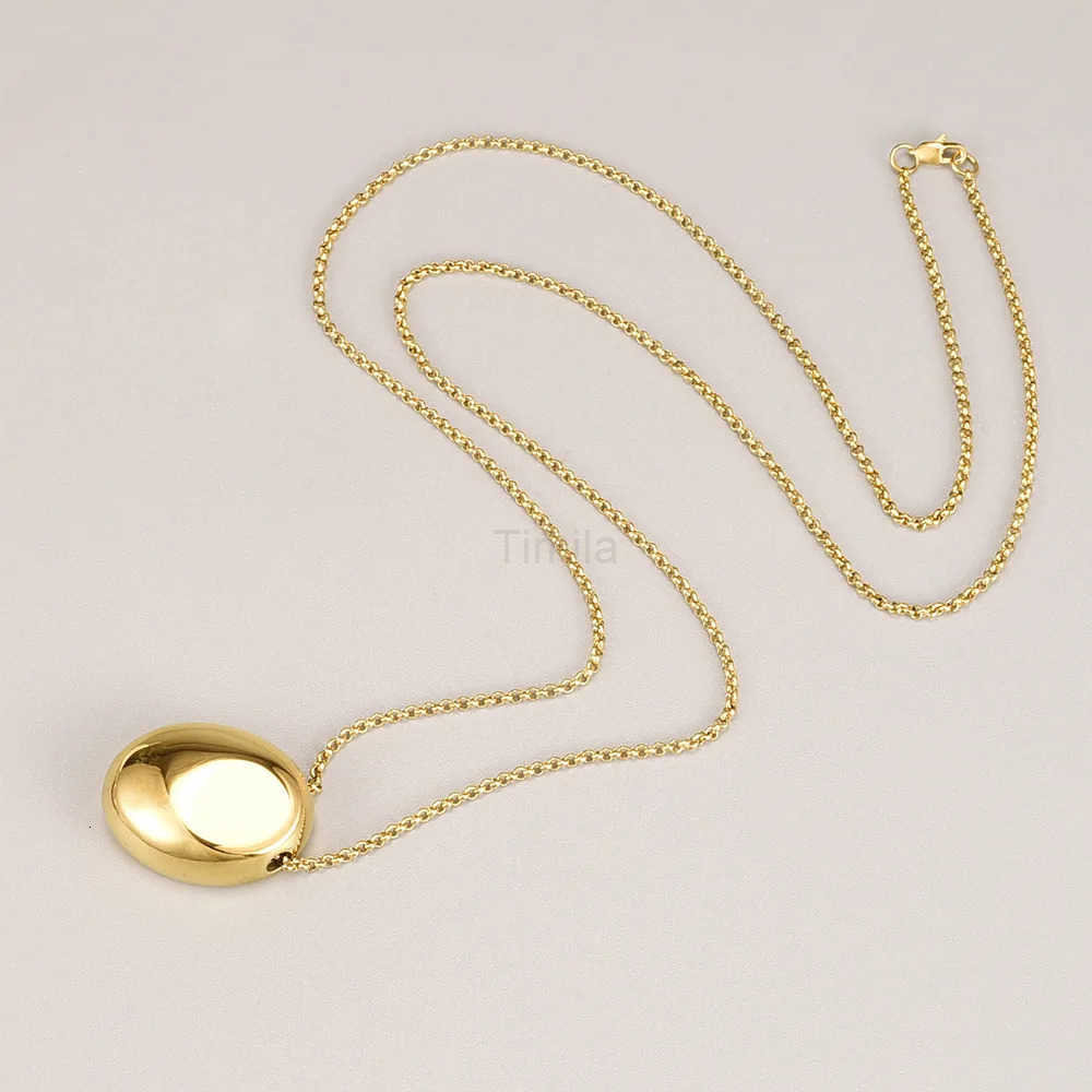 L248 Water Drop Geometric Personality Minimalist Light Luxury Sweater Chain Necklace Stainless Steel Jewelry U251022