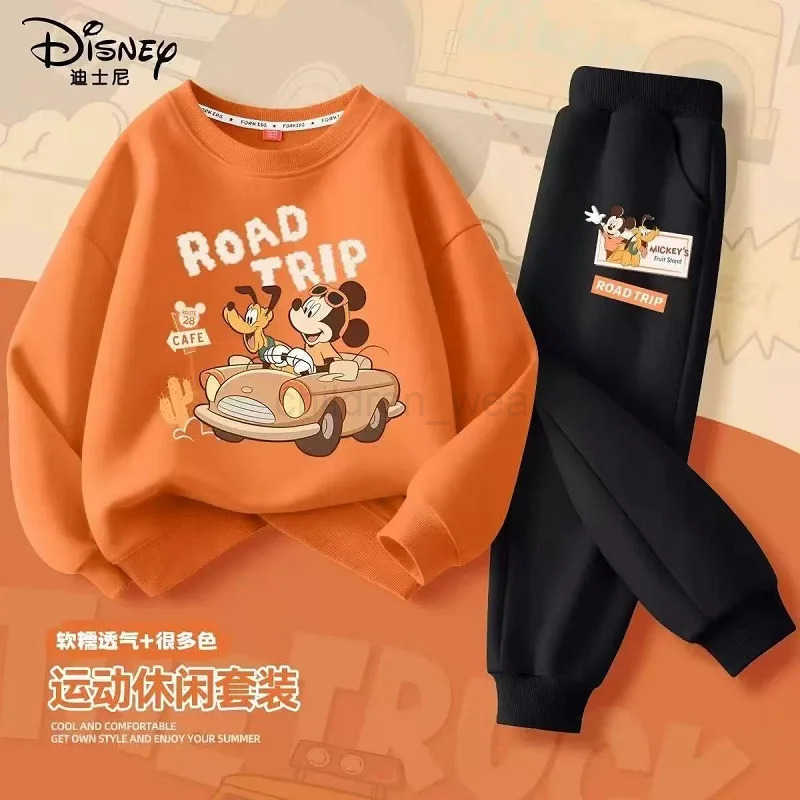 Disney Autumn Baby Girl Boy Clothes Set Children Mickey Printing Sweatshirt Top and Pants Bottom 2 Pcs Suit Cotton Tracksuit H2510221