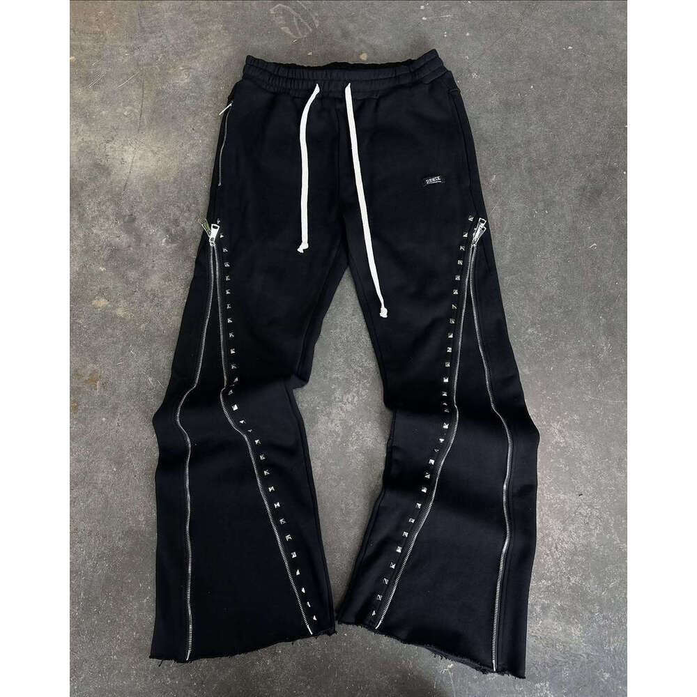 Early Spring New Long Pants Heavy Knit Zipper Design Street Style Niche Fashion Vintage Unisex Threaded