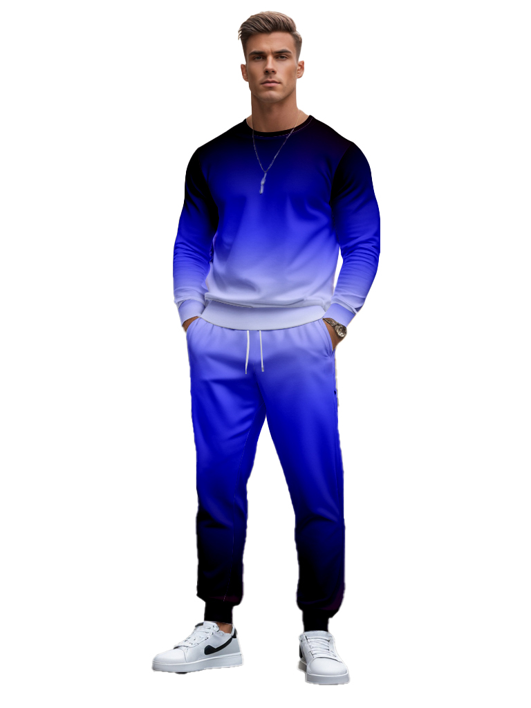 Men's Ankle-Length Knitted Cotton Blend Long Sleeve Sweatshirt Brown round Neck Casual T-Shirt Comfortable Outdoor Wear - YLWY00139