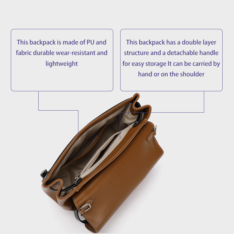 Sewafox Mini Backpack Women PU Leather Crossbody Shoulder Bag Removable Strap Brown White Purple Brown