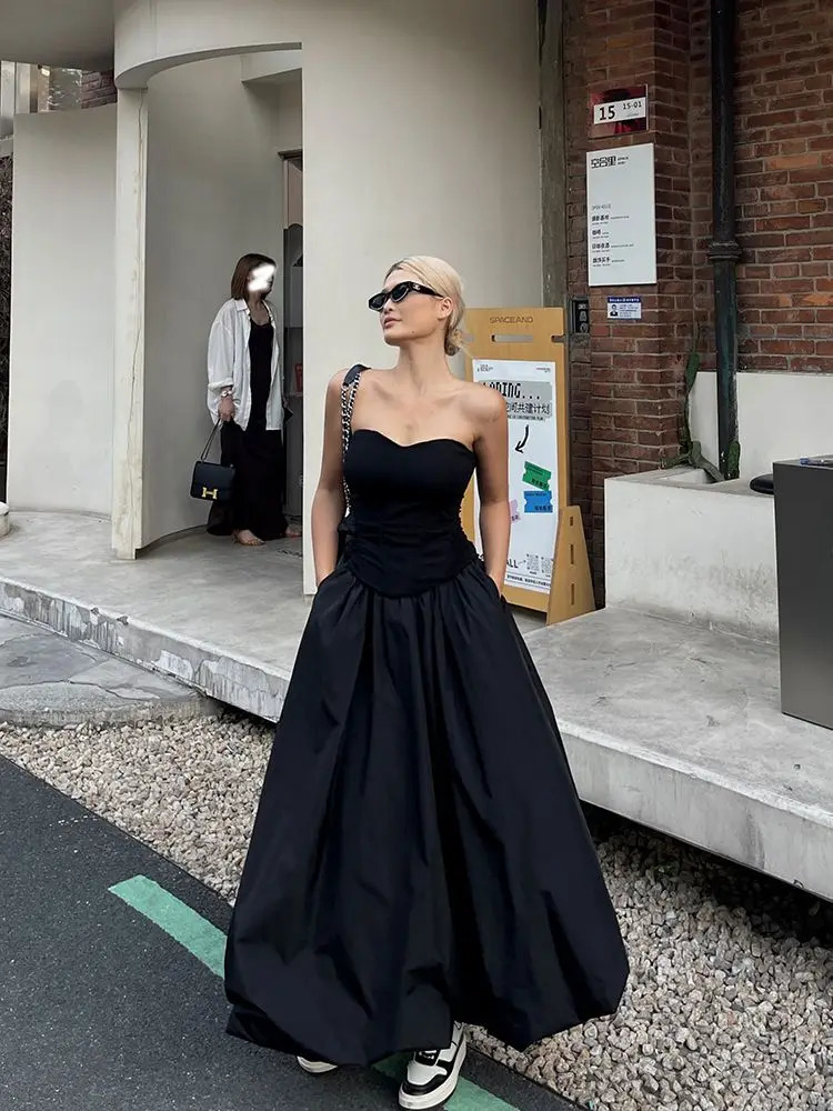 Deeptown Korean Style Casual Long Skirt for Women Vintage Grunge High Waist Maxi Skirts Loose Fashion Streetwear Aline Skirt 251022