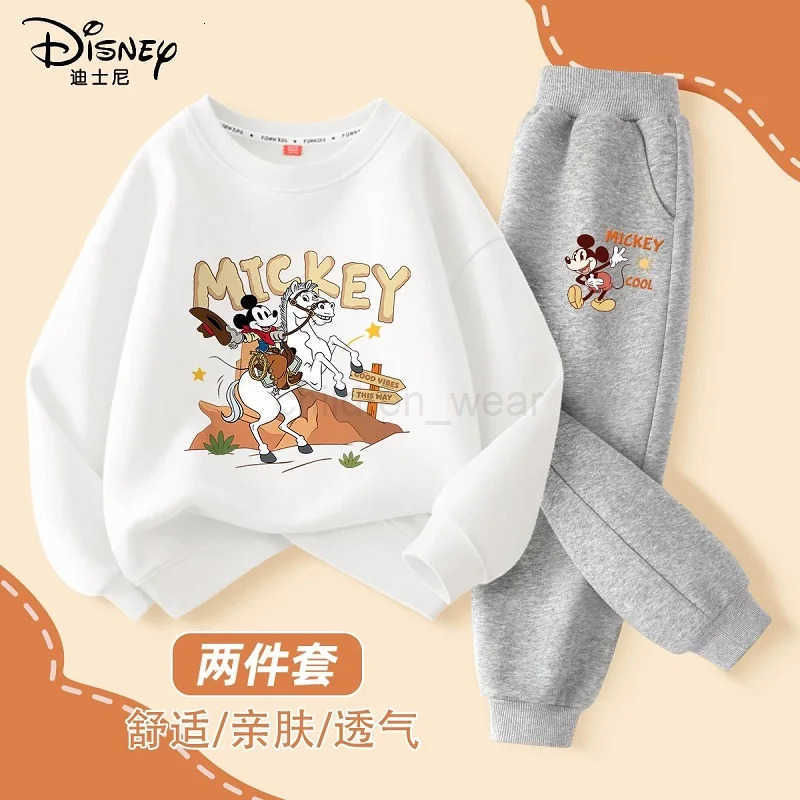 Disney Autumn Baby Girl Boy Clothes Set Children Mickey Printing Sweatshirt Top and Pants Bottom 2 Pieces Suit Cotton Tracksuit H251022