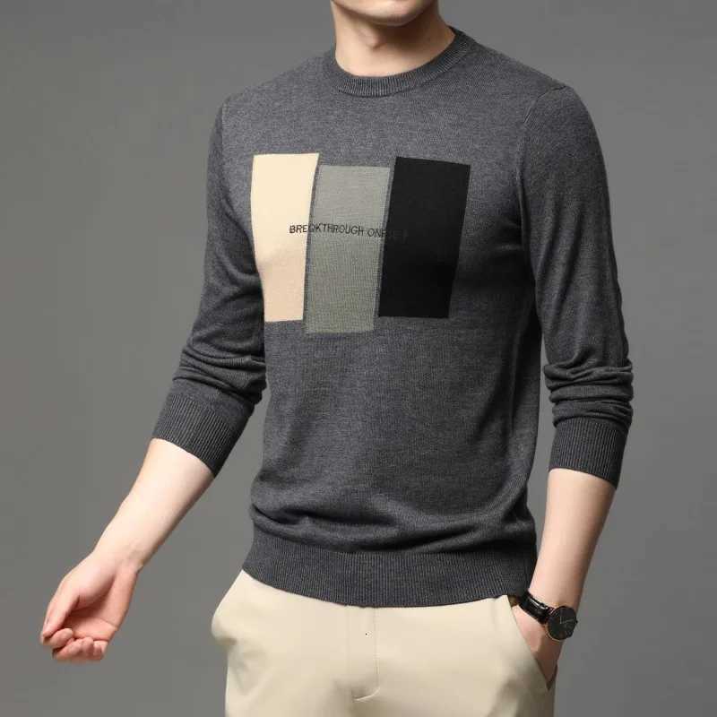 High end brand fashionable jacquard knitted mens sweater 2024 autumn and winter new warm thick personalized casual pulloverXJ251022