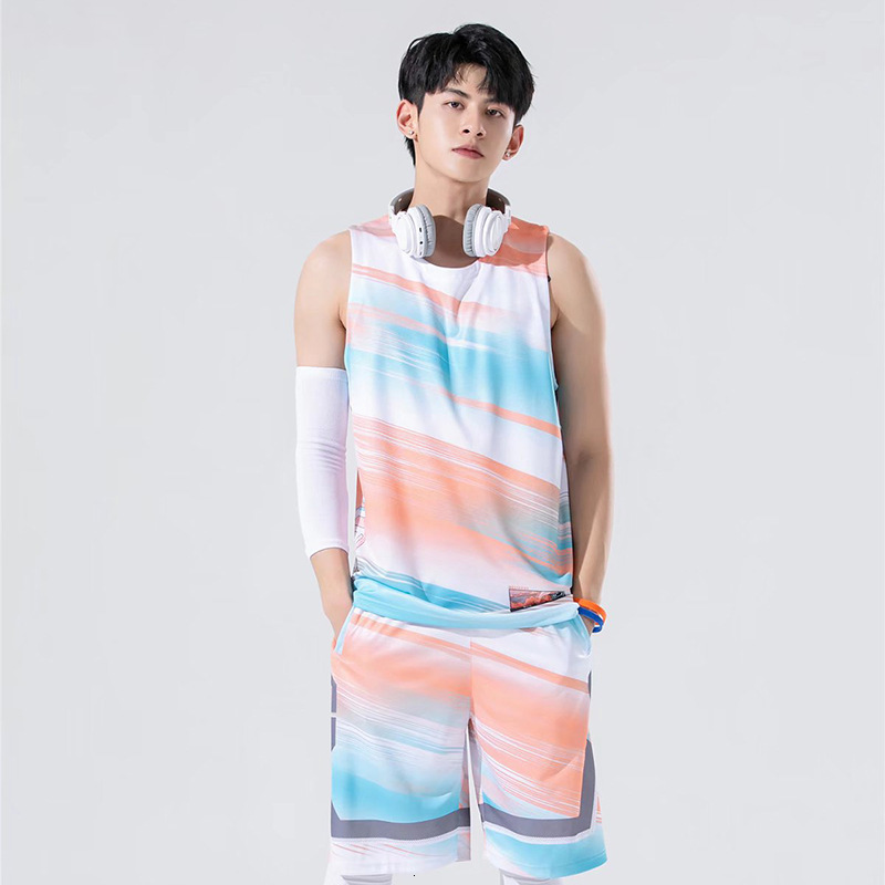 Mens set Sports and leisure Custom Fans Basketball Jerseys game team Short sleeve uniform training Vest and shorts kit 240527