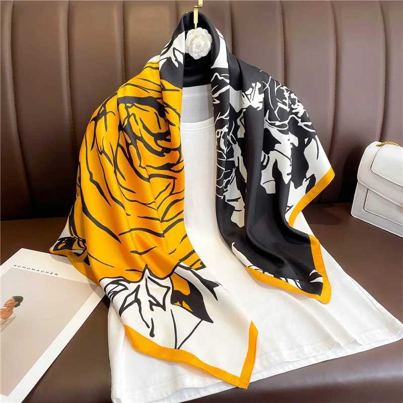 New Design Luxury 90cm Twill Silk Women Scarf Sunscreen Foulard Shawl Hijab Female Hair Hijab Wraps Neckerchief Bandanda Echarpe J251118