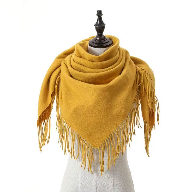 T2122 Korean version of the cashmere scarf women's autumn and winter new solid color ladies tassel scarf shawl