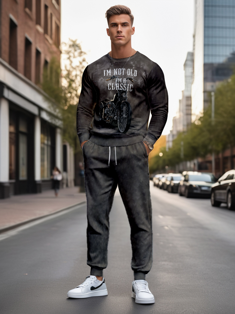 Men's Ankle-Length Knitted Cotton Blend Sweatshirt Brown Long Sleeve Round Neck Casual T-Shirt Comfortable Outdoor Wear - YLWY00113