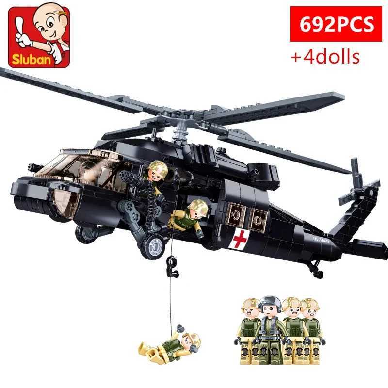692PCS Military UH60L Medical Rescue Aircraft Building Blocks Black Hawk Helicopter Model Bricks With Mini Dolls Kids Toy Gifts J251022