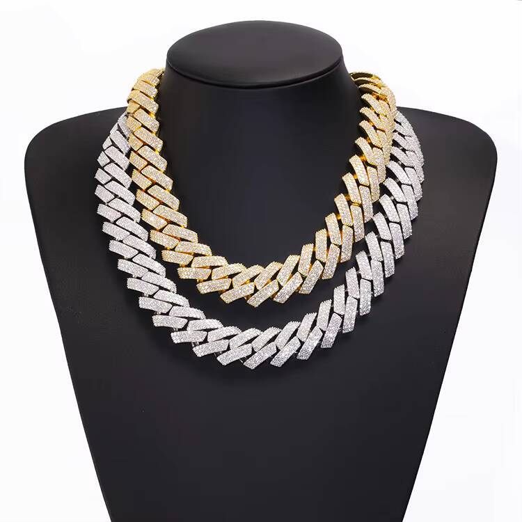 Popular 3rows Heavy Silver Chain Luxury 925 Sterling Silver Iced Cuban Lidynamic Mossanite Hiphop Style Necklace for Men