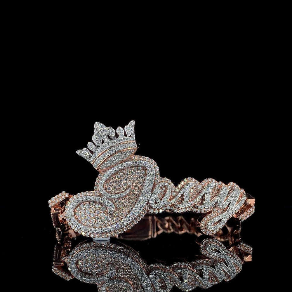 Trendy Name "Joey" Cuban Chain S Rose Gold and Sier Two-tone Silicone Stone Bracelet