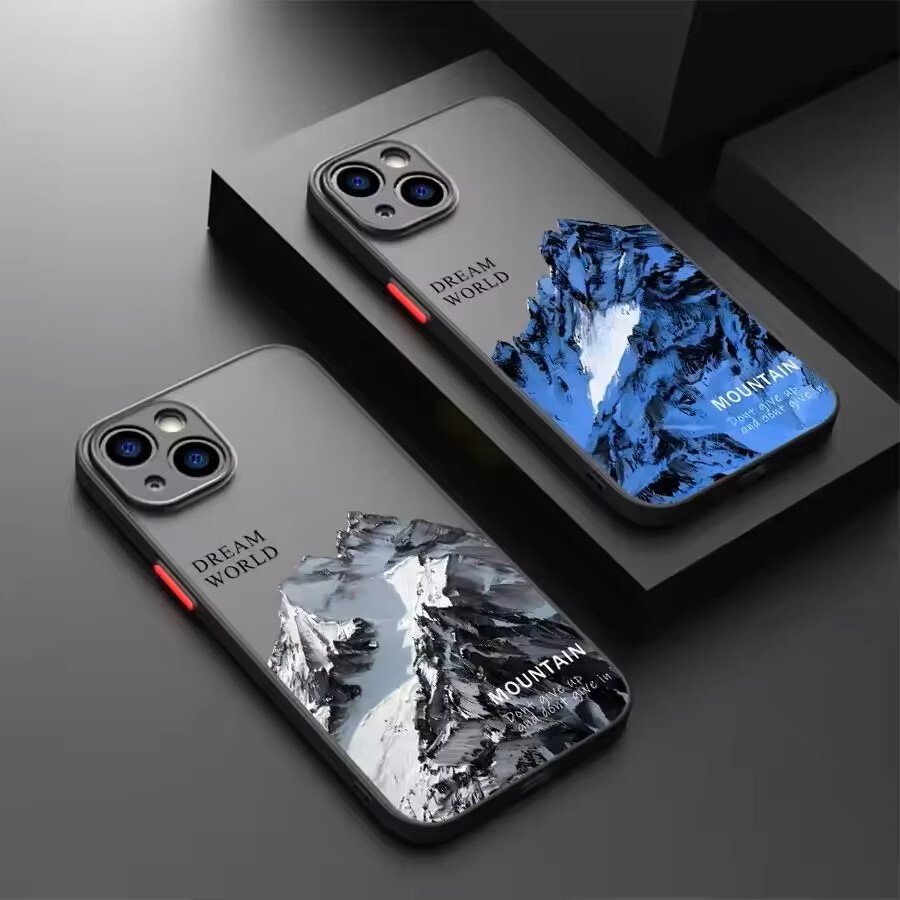 New Men's Fashion Phone Case Compatible with Apple Pro Max Phone Case iPhone Creative Snow Mountain Matte Case Phone Protection Case