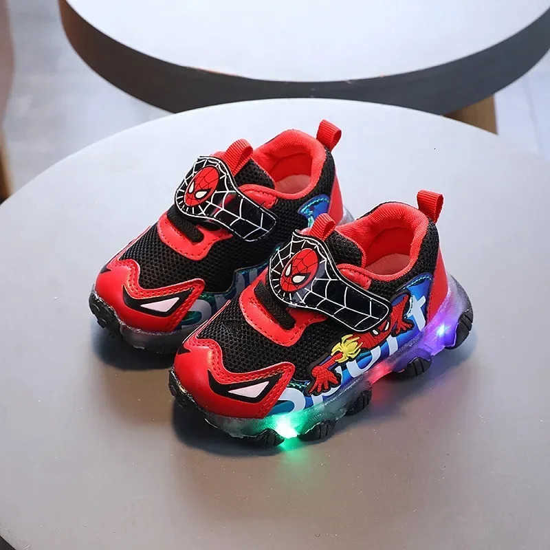Disney Spiderman Children Casual Shoes LED Leisure Baby Girls Boys Shoes Led Lighted Kids Sneakers Infant Tennis H251022