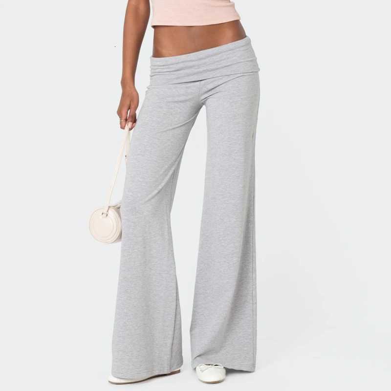 Casual Wide Leg Sweatpants for Women Fold Over Low Rise Flare Yoga Lounge Pants Back to School Clothes for Teen Girls OutfitsT251022