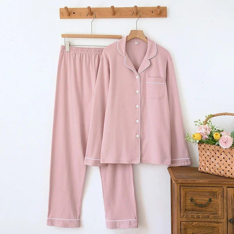 100 cotton thick Womans PajamaThick sleepwear Long Sleeved Pants Two Piece Set Ladies Homewear Warm Sleepwear womens pajamas 251022