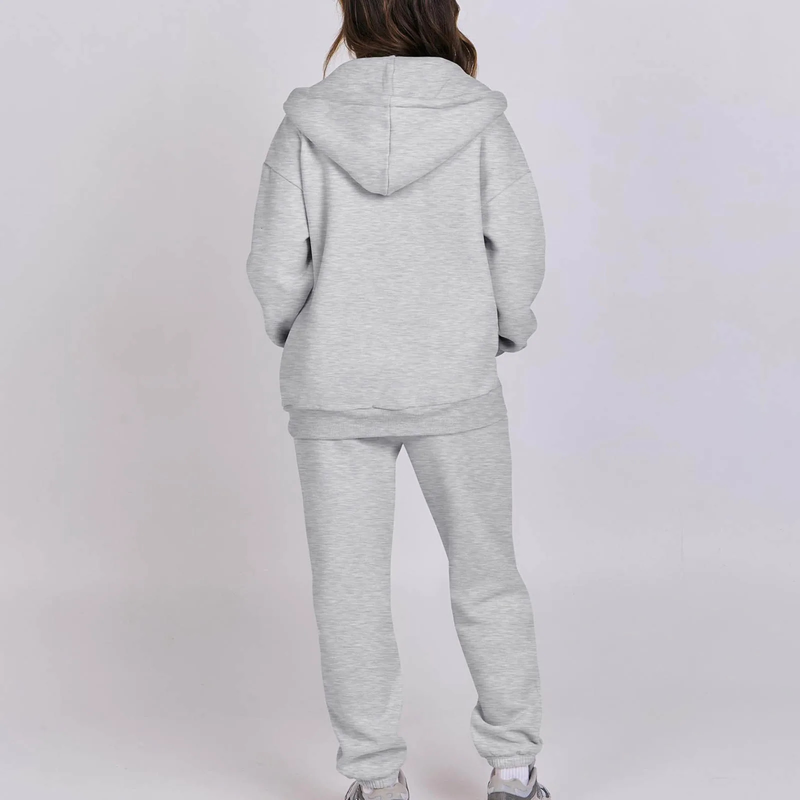 Workshop Suit Women Long Sleeve Solid Color Hooded Sweatshirt And Pant Tracksuit Sport Wedding Pant Suits For Women Plus Size 251010