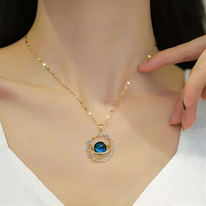 Collares Para Mujer Delicate and Beautiful Starry Pendant Necklace With MicroInlaid Zirconium Luxury Pendants U251022