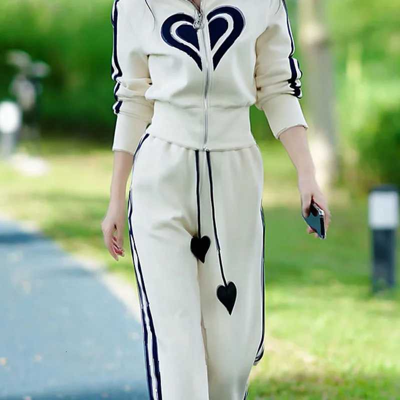 Womens Spring Summer 2025 New Stand Collar Zippered Sweater Coat Tops Wide Leg Pants Two Piece Set Casual Sports Suit For WomenT251022