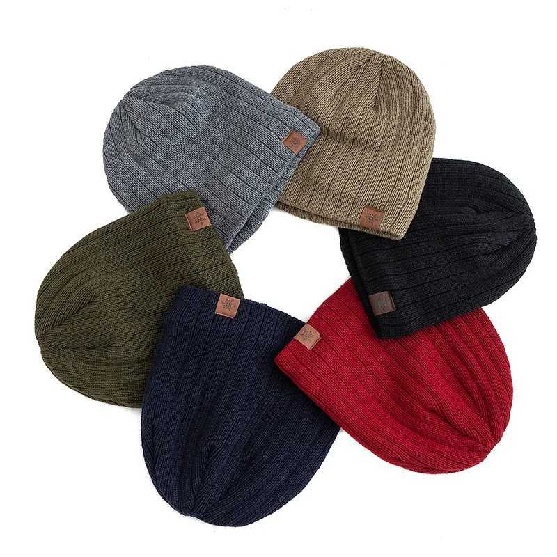 Unisex Snow Labal Winter Hats Solid Color Knitted Hats For Men Women Beanie Cap Outdoor Plush Fur Lining Warm Hats J251022