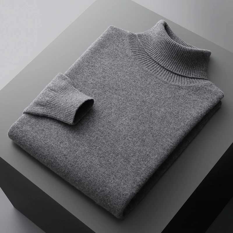 Autumn and winter new 100 merino cashmere sweater mens knitted pullover padded warm neck fashion loose plus size coatXJ251022
