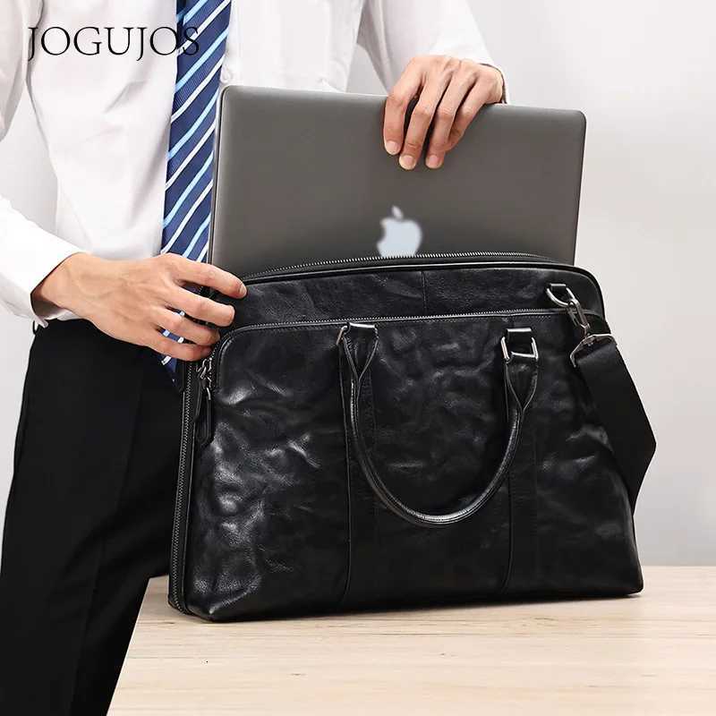 2025 New Genuine Leather Mens Handbags Cowhide Briefcase 14156 Inch Laptop Bag Business Commute Shoulder Crossbody Bags W251022