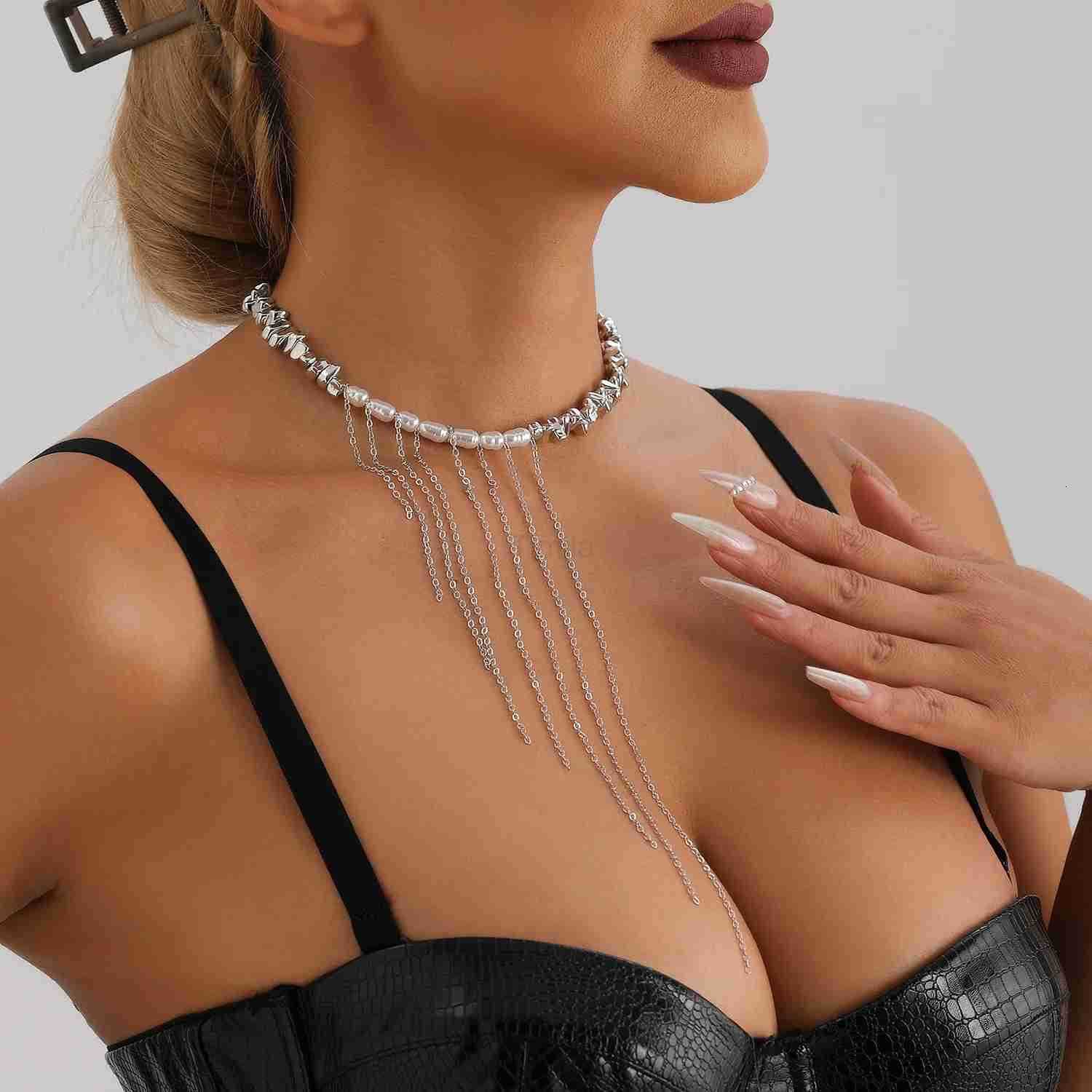 LATS Versatile Beaded Tassels Necklace Adjustable Length Neckchain for Party Wear Fashion Jewelry Accessories Gift U251022