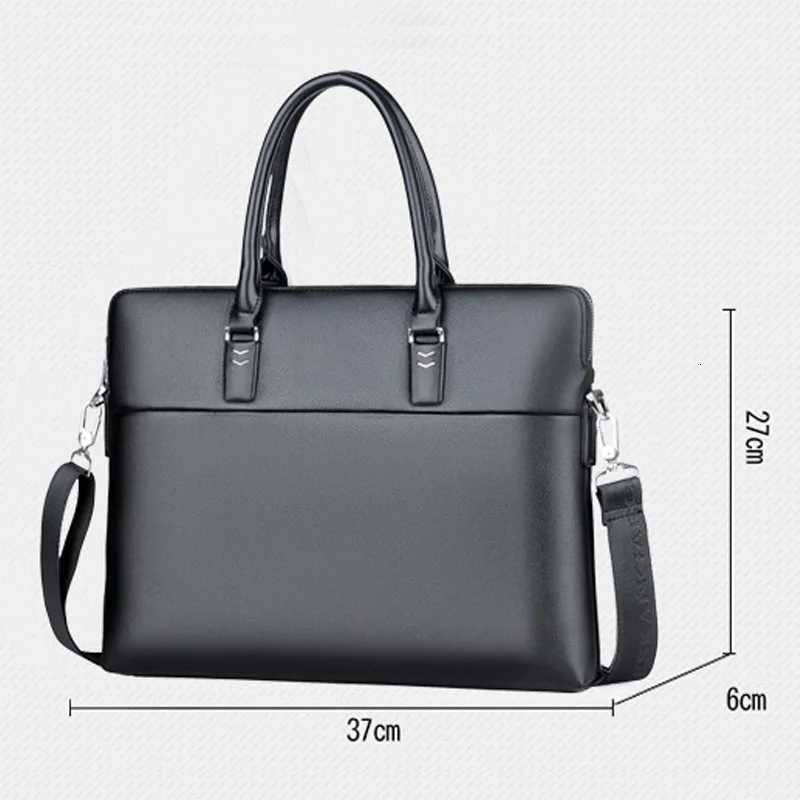 Mens Professional Leather Briefcase 14 Laptop Office Bag with Shoulder Strap Waterproof Business Messenger Bag W251022