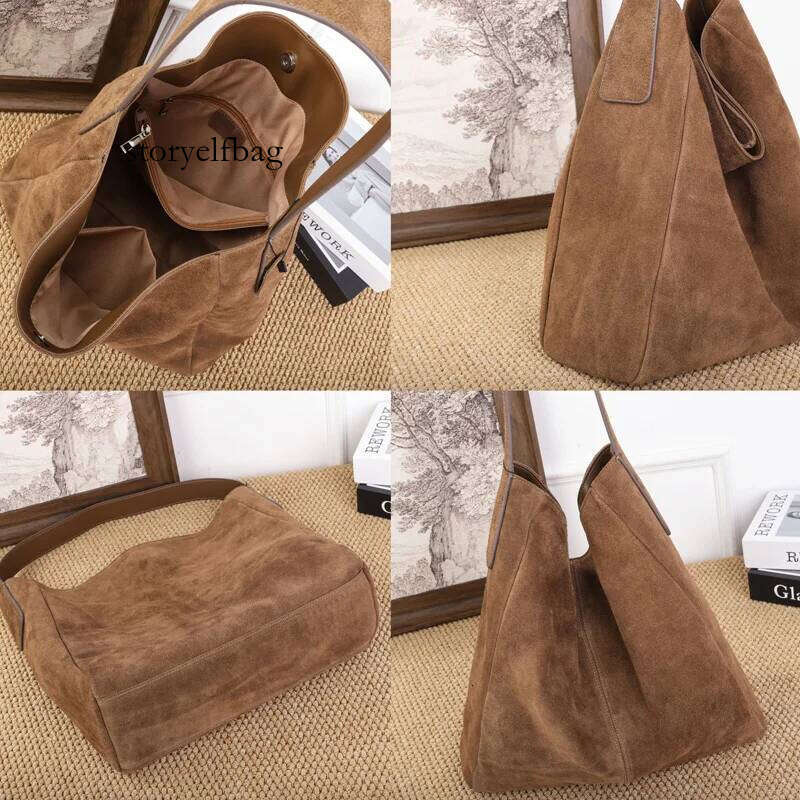 Soft Suede Cow Leather Women's Shoulder Crossbody Bags Designer Brand Ladies High Quality Large Tote Bag Autumn Winter
