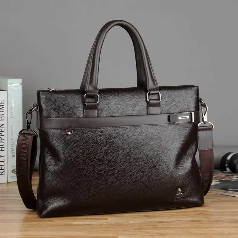 2024 New Mens Handbag Business Briefcase Shoulder Crossbody Bag Soft Leather Computer Bag Fashion Casual Mens Bag Wear W251022