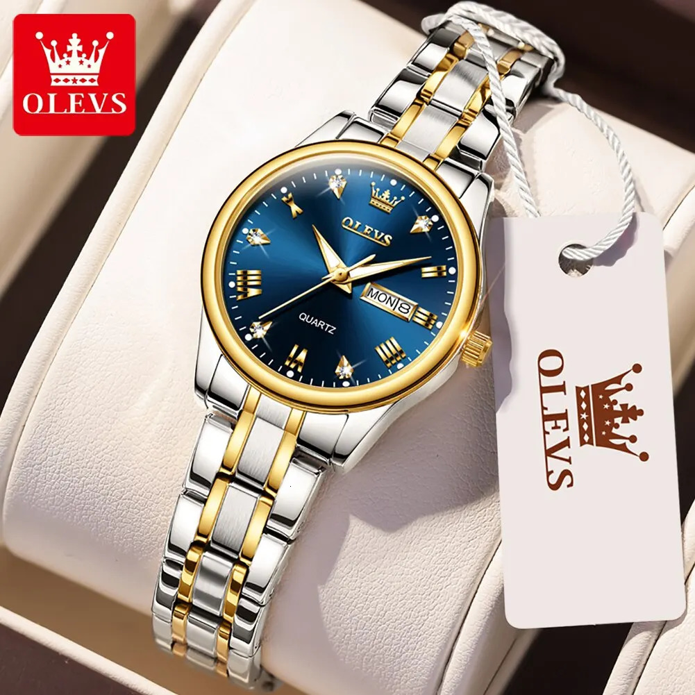 OLEVS Women Wrist Watch Original Watches for Ladies Waterproof Stainless Steel Quartz Woman Wristwatch Gold Reloj Hombre 251027