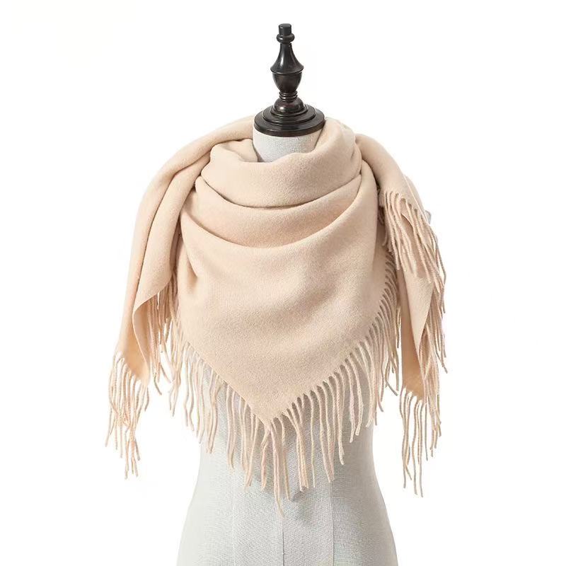 T2122 Korean version of the cashmere scarf women's autumn and winter new solid color ladies tassel scarf shawl