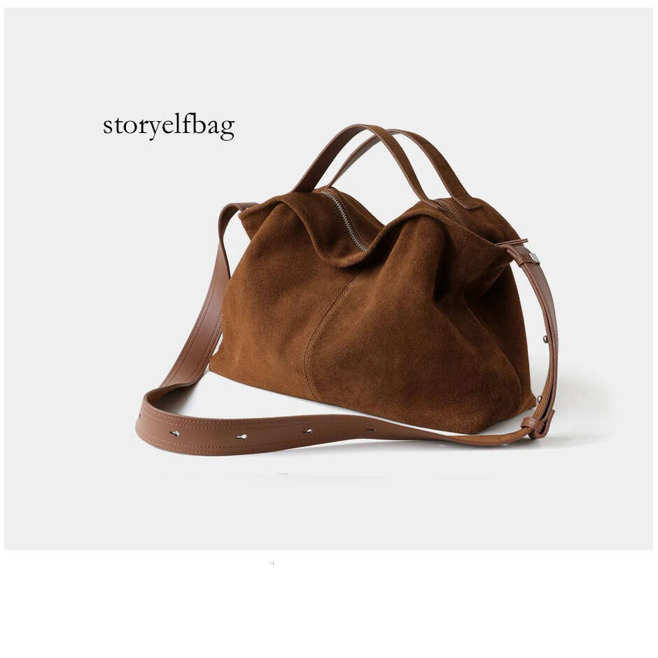 Motingsome Natural Suede Leather Women Roomy Shoulder Handbag and Purse Lazy Style Soft Matte Cowhide Tote Bags New In