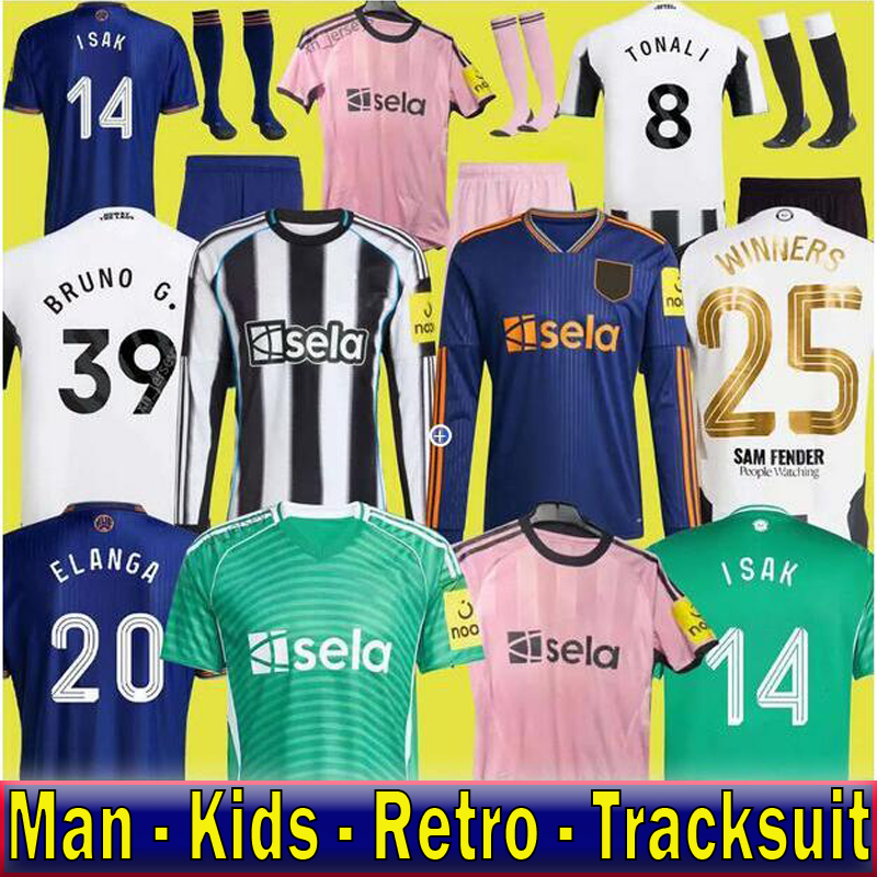 newcastle 25 26 TONALI NEWCASTL E soccer jerseys BLACK Kids ELANGA BARNES BRUNO G. Gordon newcastle Football Shirt Home Away Botman fans WINNERS TRAIN...