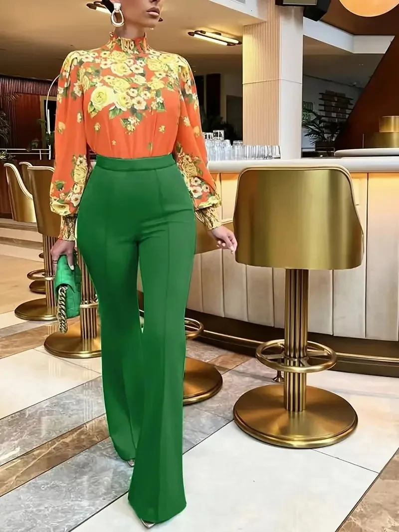 Womens Slim BellBottoms Trousers Trendy Spring Autumn Pants Office Lady Solid Color Flared Trousers 251022