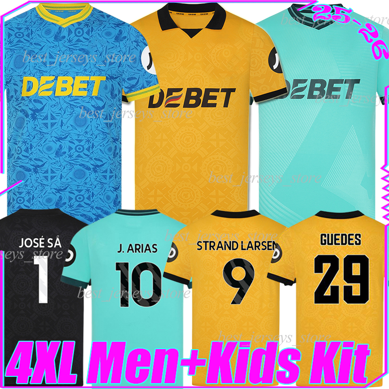 4XL 2025/26 WoLvErHaMpToNes WoLvEs soccer jerseys J.ARIAS TRAND LARSEN GUEDES R.GOMES HEE CHAN BELLEGARDE MUNETSI JOSE SA KALAJDZIC men kids kits sets football shirt
