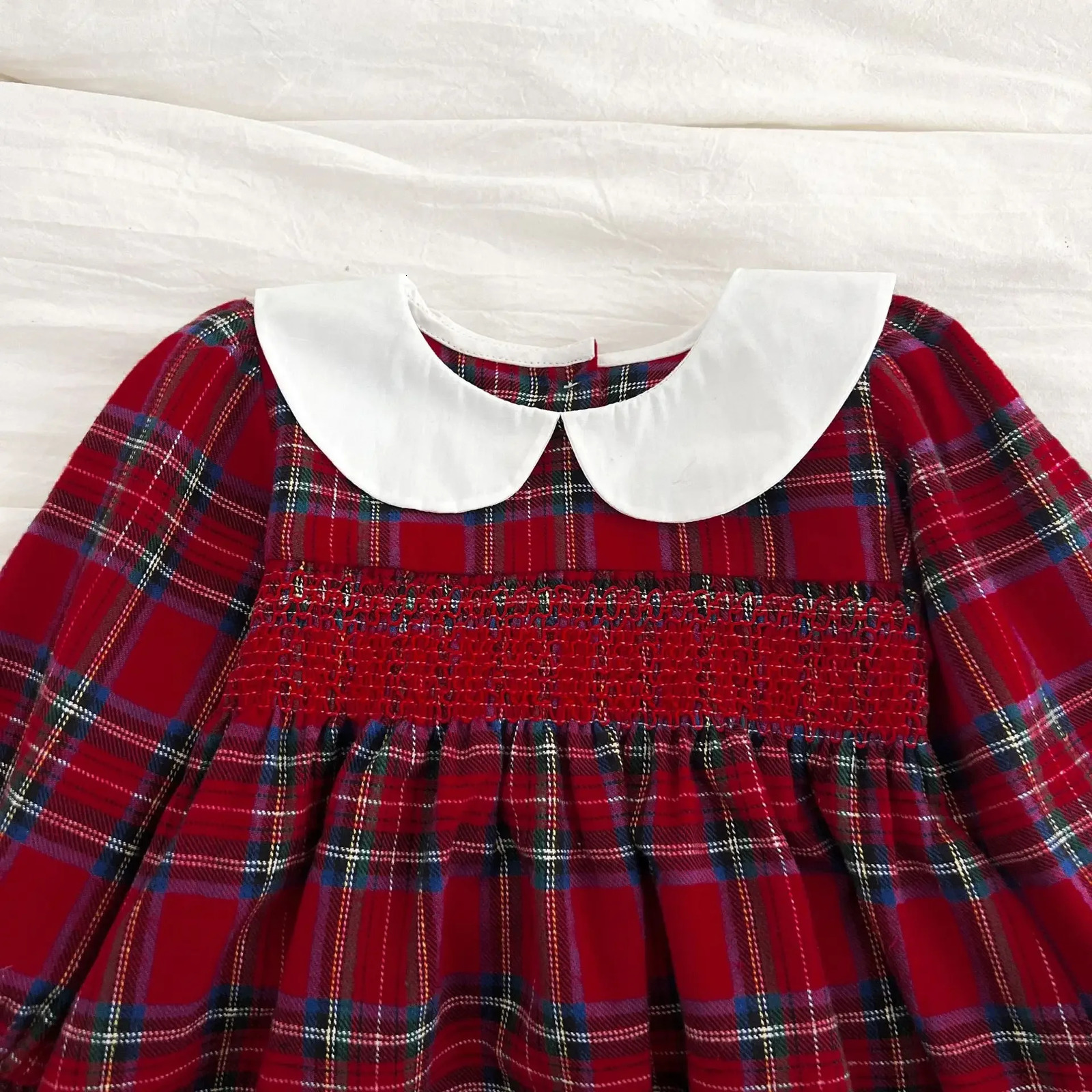 Christmas Infant Baby Girl Romper Autumn Winter born Children Clothes Red Plaid Lapel Long Sleeved 251022