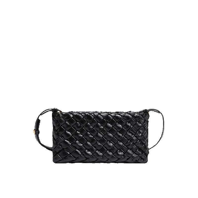 Light Luxury Niche French Underarm New High-Quality Hand-Woven Exquisite Crossbody Single Shoulder Small Square Bag Cowhide Woven Bag