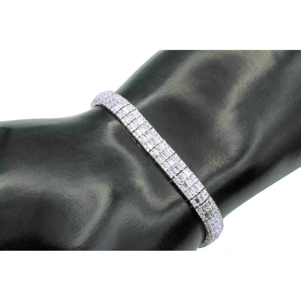 New Premium Jewelry 14k White Gold Emerald Cut Silicon Stone Inlaid Bracelet for Sale at the Best Price