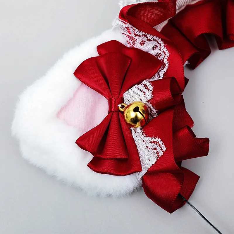 Lolita Maid HaiRBand Women Girls Ruffles Lace Hair Band Cat Ears Ribbon Bell Headband Cosplay Party Hair AccESSories V251022