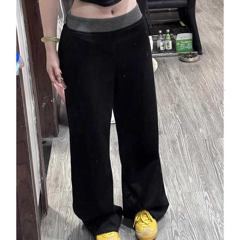 2024 Women Autumn Lazy Style Casual High Waisted Sweatpants Lady Chic Designer Korean Version Outside Daily Wide Leg TrousersT251022