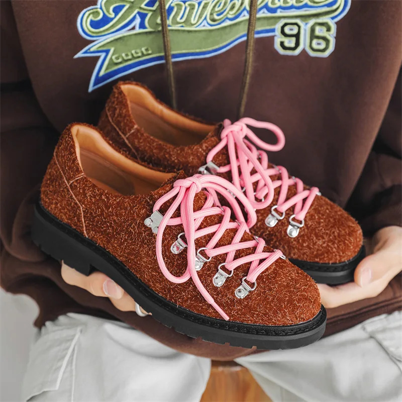 Fashion Mens Casual Leather Shoes Men Trendy er Style Derby Shoe Mens Laceup Flats 251017