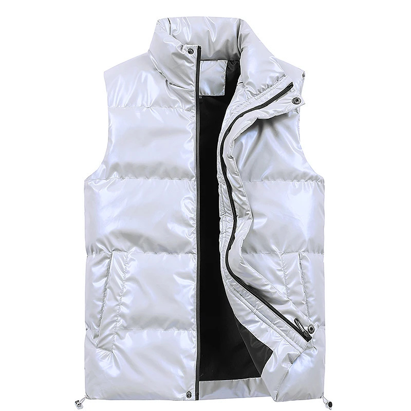 90 white duck down Waistcoat male Gielt Casual black sliver vests Man DOWN vests Thicken Men Winter Warm casual Bright Vest 251016