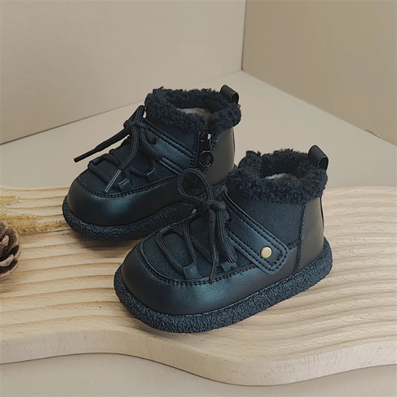 Winter Baby Boots Leather Warm Plush Boys Soft Sole Fashion Toddler Girls Children Snow EU 1625 251022