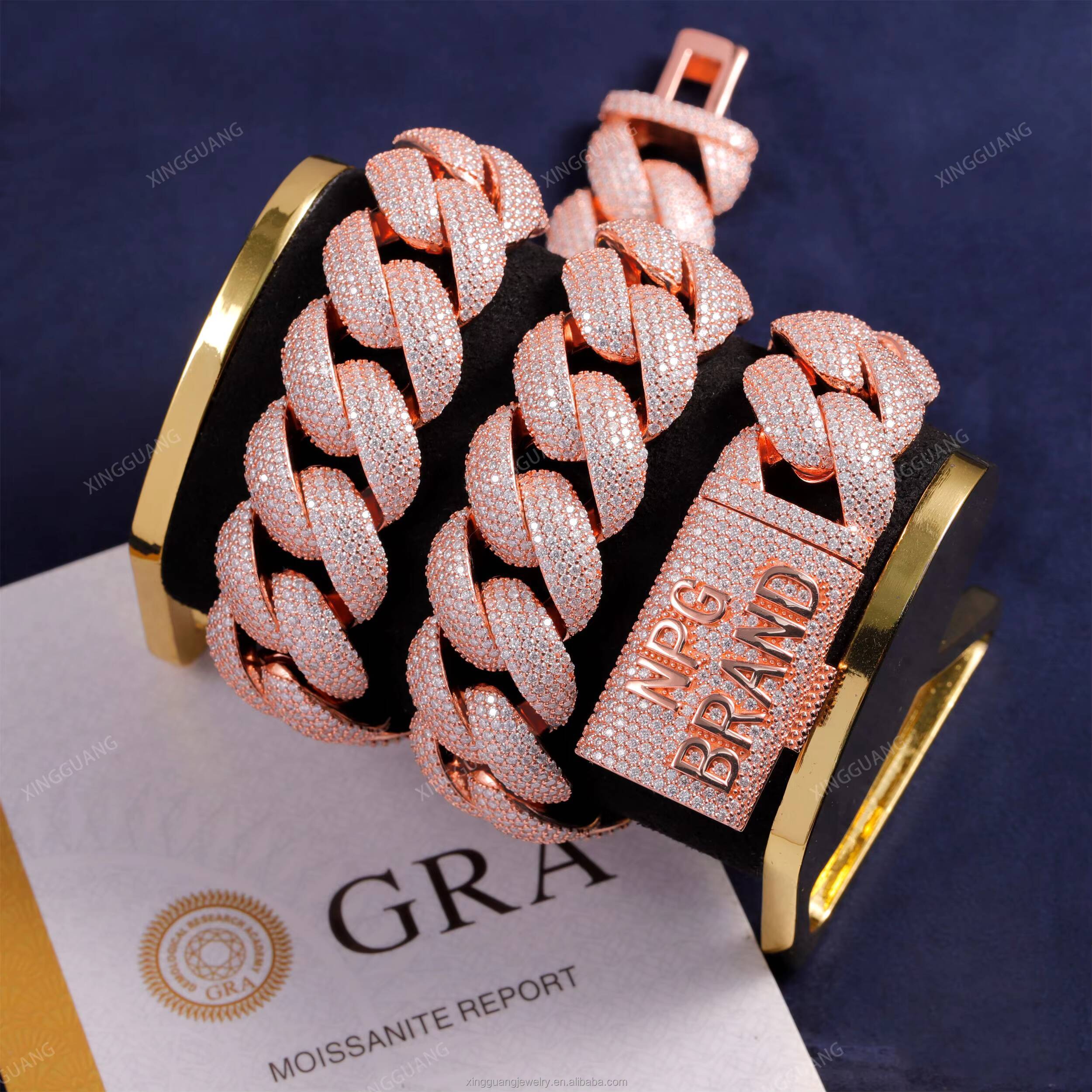 XG 22mm Iced Out Diamond Cuban Chain Pass Diamond Tester Lidynamic Chain for Men Silver Fine Jewelry Necklaces Moissanite Chains