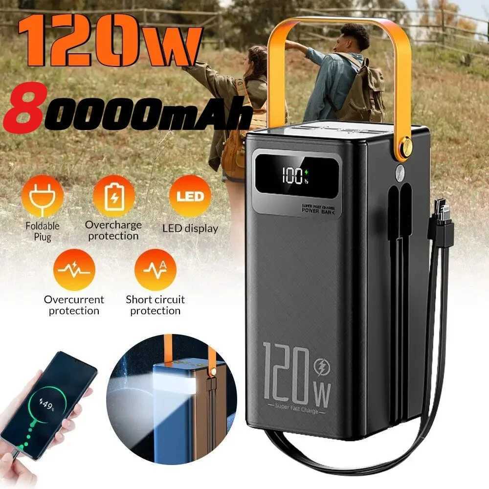 Portable Power Bank 120W 80000mAH Super Fast Charger Large Capacity External Battery Supports Simultaneous Charging of 7 Devices J251114