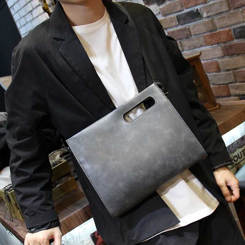Xiaop Fashion Male High Quality Pu Leather Retro Handbag New Design Single Shoulder Bag Gray Small Bag Small Briefcase Handbag W251022