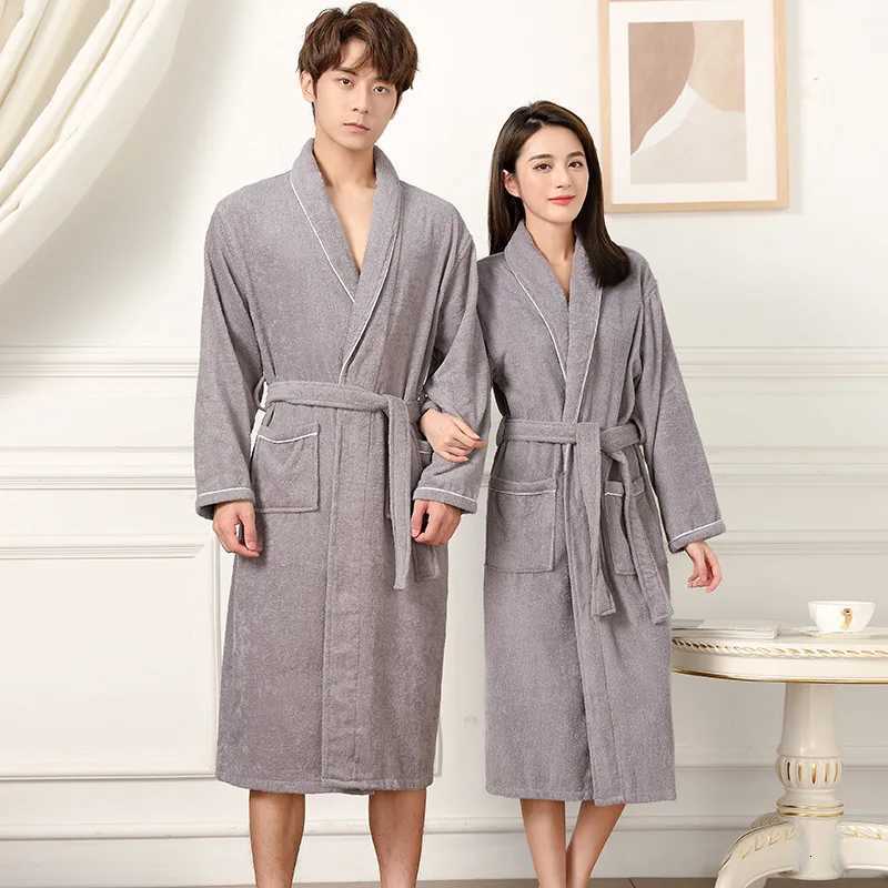 100 Cotton Toweling Terry Robe Unisex Lovers Soft Bath Robe Men and Women Nightrobe Sleepwear Male Casual Home Bathrobe C2510223